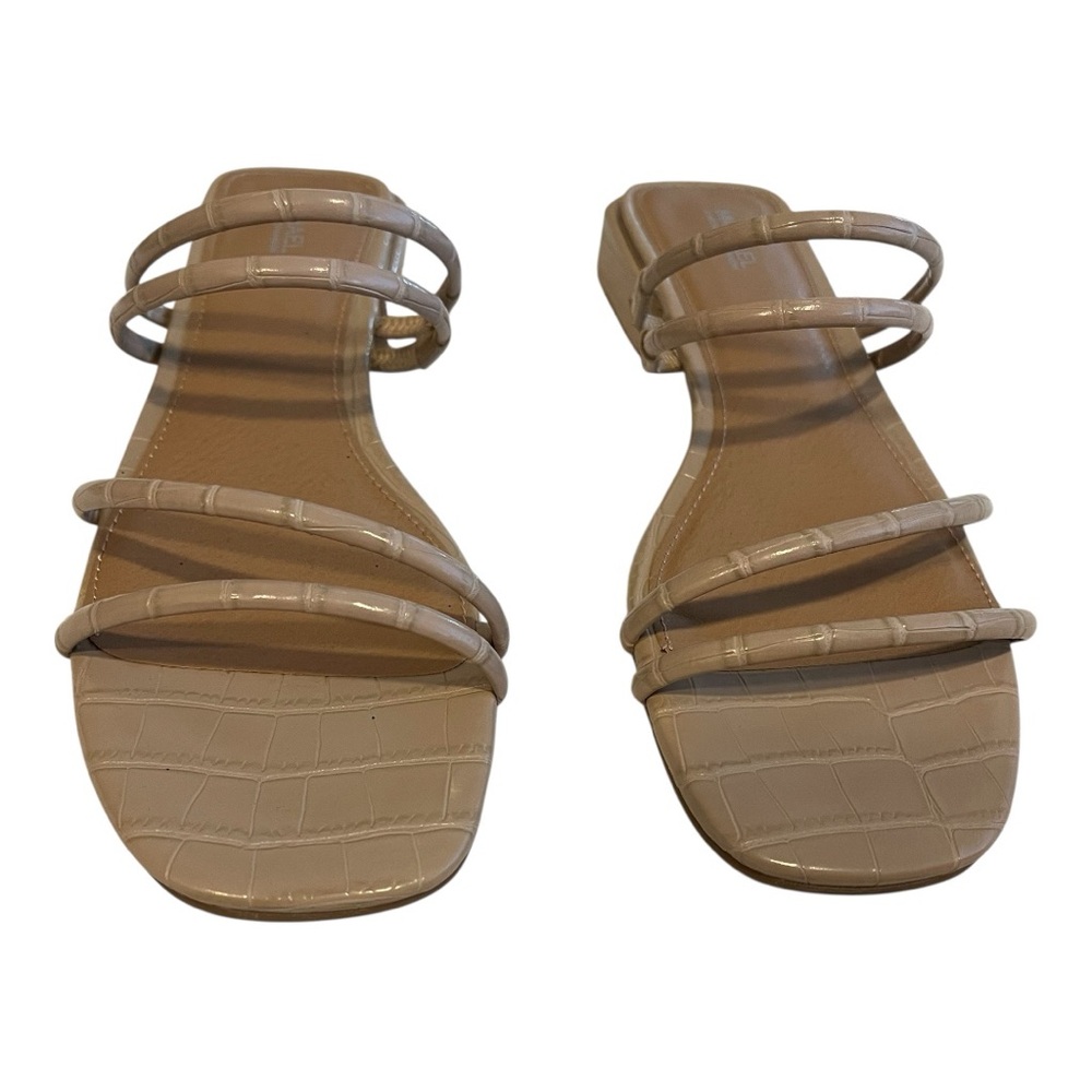 Michael by Michael Shannon Women’s LIV Tan Nude Reptile Strappy Block Sandals 8